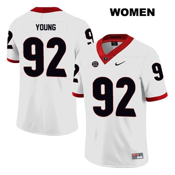Georgia Bulldogs Women's Justin Young #92 NCAA Legend Authentic White Nike Stitched College Football Jersey RUL5556RK